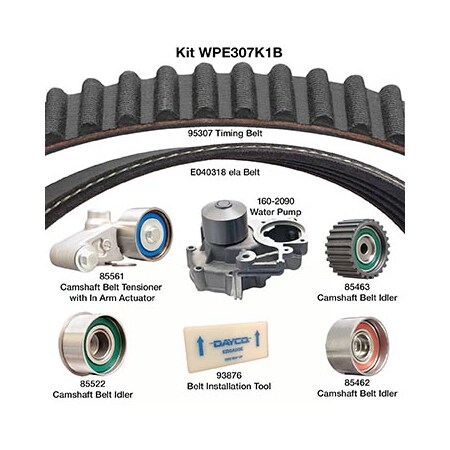 Dayco 08-11 Subaru Outback H4 2.5L Water Pump Kit, Wpe307K1B WPE307K1B